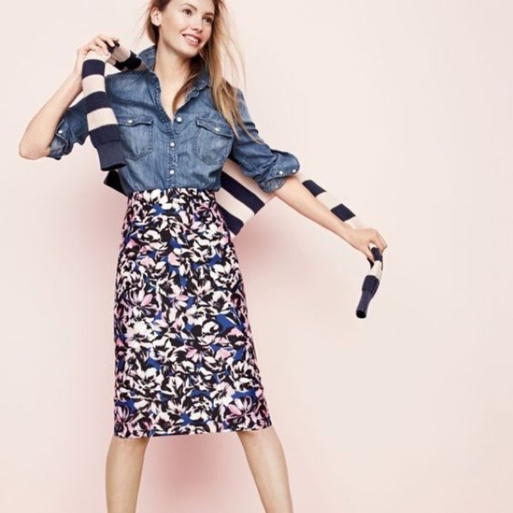 J. Crew Hibiscus Print A-line Skirt